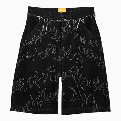 AIREI AIREI WASHED DENIM BERMUDA SHORTS WITH EMBROIDERY