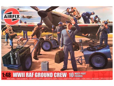Airfix Level 1 Model Kit Wwii Raf Ground Crew Figure And Accessory Set 1/48 Plastic Model Kit By  In Multi