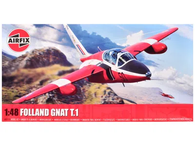 Airfix Level 2 Model Kit Folland Gnat T.1 Aircraft With 2 Scheme Options 1/48 Plastic Model Kit By  In Red