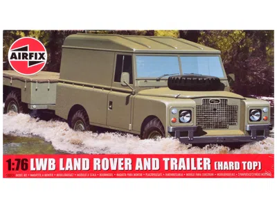 Airfix Level 2 Model Kit Land Rover Lwb (hard Top) Truck And Trailer With 2 Scheme Options 1/76 Scale In Multi