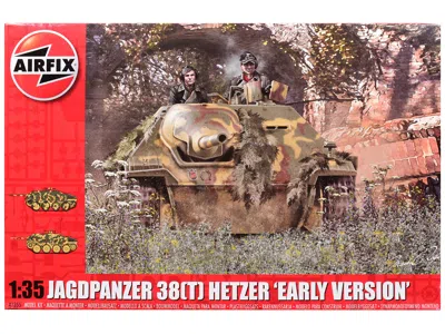 Airfix Level 3 Model Kit Jagdpanzer 38(t) Hetzer "early Version" Tank With 2 Scheme Options 1/35 Plastic Mo In Multi