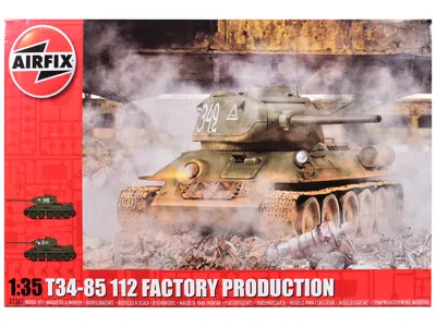 Airfix Level 3 Model Kit T34-85 112 Factory Production Tank With 2 Scheme Options 1/35 Plastic Model Kit By In Green