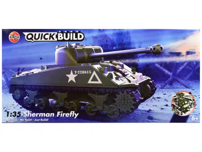 Airfix Quickbuild Skill 1 Model Kit Sherman Firefly Tank "british Army" Snap Together Painted Plastic Model Tank Kit 1 In Green