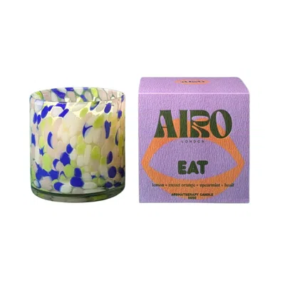 Airo Aromatherapy Eat Aromatherapy Candle With Basil & Sweet Orange In Handblown Glass - Blue
