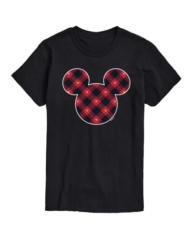 Airwaves Disney Mickey Ears Plaid Men's Short-sleeve Graphic T-shirt In Black