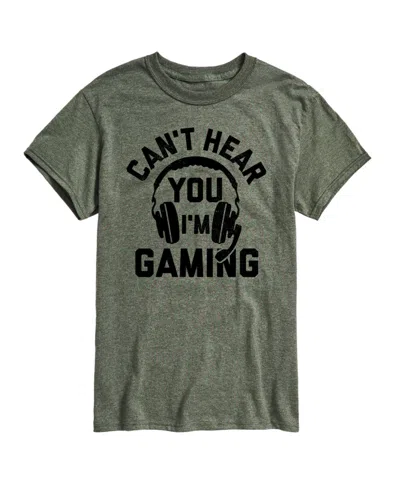 Airwaves Hybrid Apparel Can't Hear You Gaming Mens Short Sleeve Tee In Heather Green