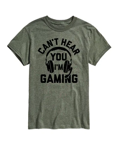 Airwaves Hybrid Apparel Can't Hear You Gaming Men's Short Sleeve Tee In Heather Green