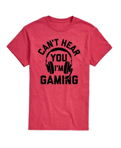 Airwaves Hybrid Apparel Can't Hear You Gaming Mens Short Sleeve Tee In Heather Red