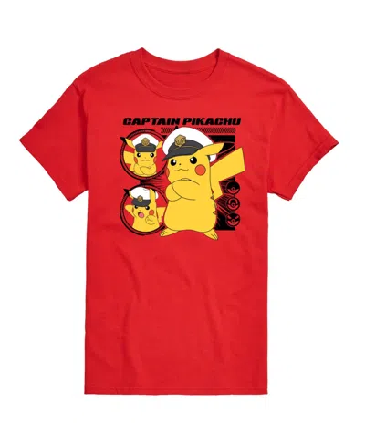 Airwaves Hybrid Apparel Captain Pikachu Men's Short Sleeve Tee In Red