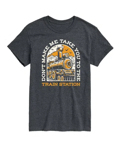 Airwaves Hybrid Apparel Dont Make Me Take You Train Station Mens Short Sleeve Tee In Heather Charcoal