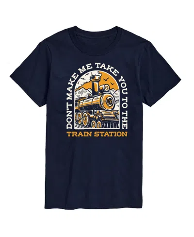 Airwaves Hybrid Apparel Dont Make Me Take You Train Station Mens Short Sleeve Tee In Navy