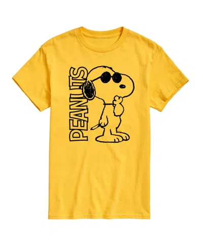 Airwaves Hybrid Apparel Joe Cool Peanuts Logo Mens Short Sleeve Tee In Yellow