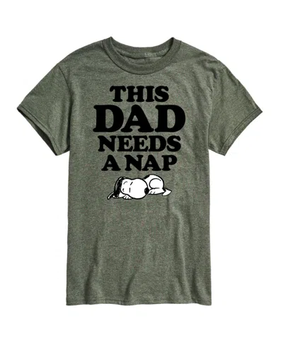 Airwaves Hybrid Apparel Peanuts Dad Nap Mens Short Sleeve Tee In Hthr Green