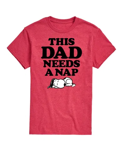 Airwaves Hybrid Apparel Peanuts Dad Nap Mens Short Sleeve Tee In Hthr Red