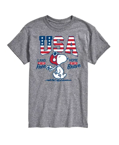 Airwaves Hybrid Apparel Peanuts Usa Mens Short Sleeve Tee In Ath Hthr