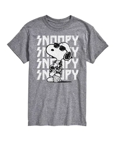 Airwaves Hybrid Apparel Snoopy Rock Name Repeat Mens Short Sleeve Tee In Athletic Heather