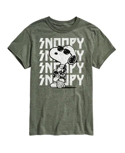 Airwaves Hybrid Apparel Snoopy Rock Name Repeat Mens Short Sleeve Tee In Heather Military Green