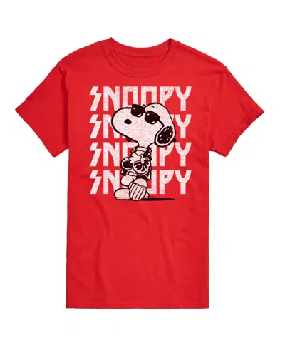 Airwaves Hybrid Apparel Snoopy Rock Name Repeat Mens Short Sleeve Tee In Red