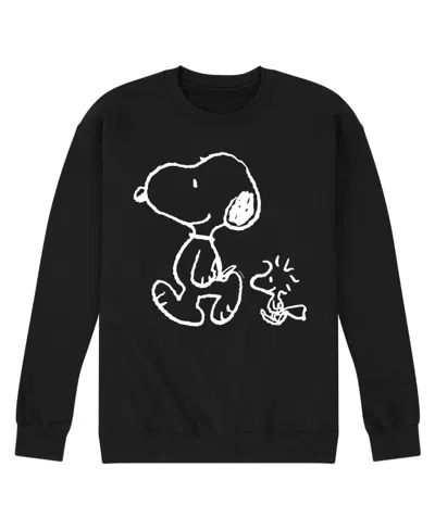 Airwaves Hybrid Apparel Snoopy Woodstock Walk Mens Crew Fleece In Black