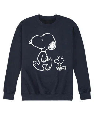 Airwaves Hybrid Apparel Snoopy Woodstock Walk Mens Crew Fleece In Navy