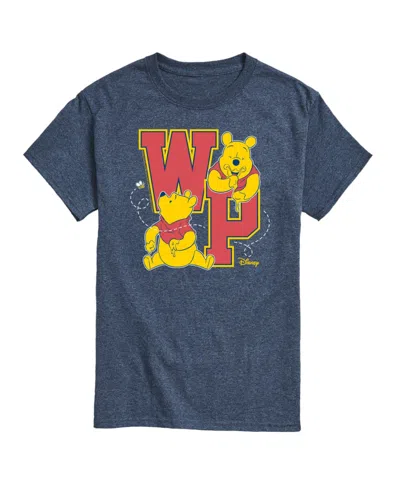 Airwaves Hybrid Apparel Winnie The Pooh Collegiate Letters Mens Short Sleeve Tee In Heather Blue