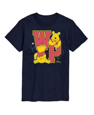 Airwaves Hybrid Apparel Winnie The Pooh Collegiate Letters Mens Short Sleeve Tee In Navy