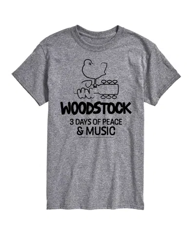 Airwaves Hybrid Apparel Woodstock 3 Days Of Peace And Music Mens Short Sleeve Tee In Athletic Heather