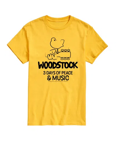 Airwaves Hybrid Apparel Woodstock 3 Days Of Peace And Music Mens Short Sleeve Tee In Yellow