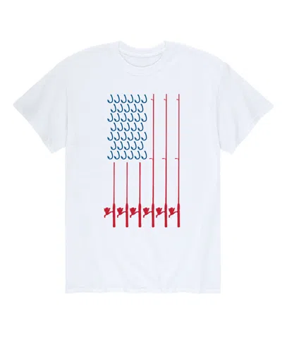 Airwaves Men's American Flag Fishing Poles Short Sleeve T-shirt In White
