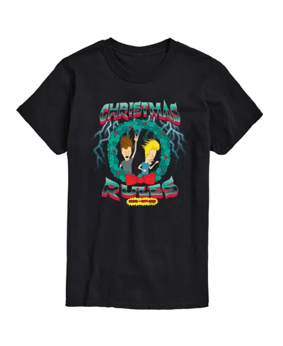 Airwaves Men's Beavis Butthead Christmas Rules Short Sleeve Tee In Black