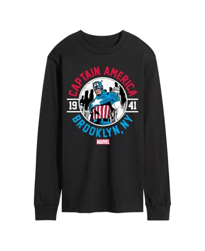 Airwaves Men's Captain America Brooklyn Ny Long Sleeve T-shirt In Black