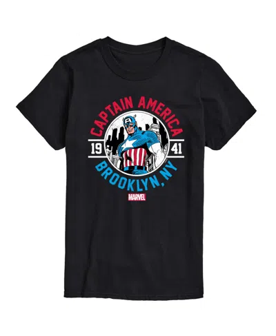 Airwaves Men's Captain America Brooklyn Ny Short Sleeve T-shirt In Black