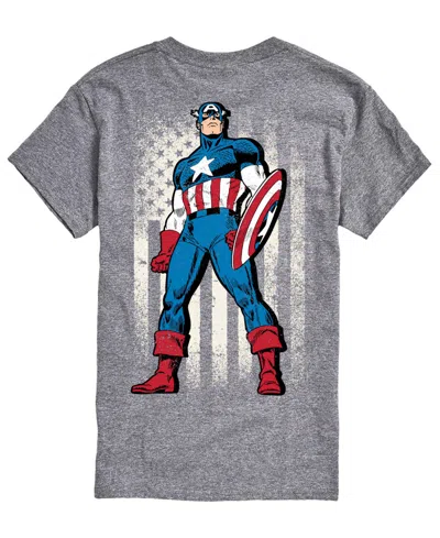 Airwaves Men's Captain America Flag Retro Short-sleeve Graphic T-shirt In Gray