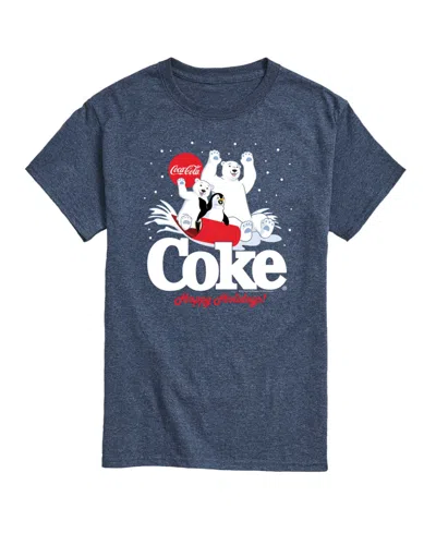 Airwaves Men's Coca-cola Happy Holidays Sledding Short-sleeve Graphic T-shirt In Blue