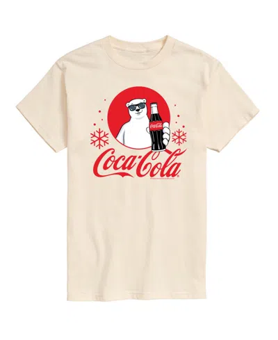 Airwaves Men's Coca-cola Polar Bear Snowflakes Crewneck Graphic T-shirt In Sand