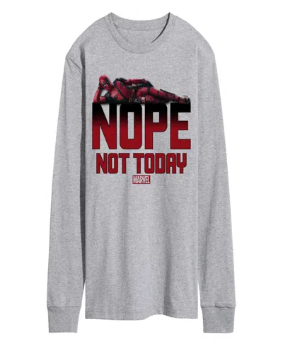 Airwaves Men's Deadpool Nope Not Today Long Sleeve T-shirt In Gray