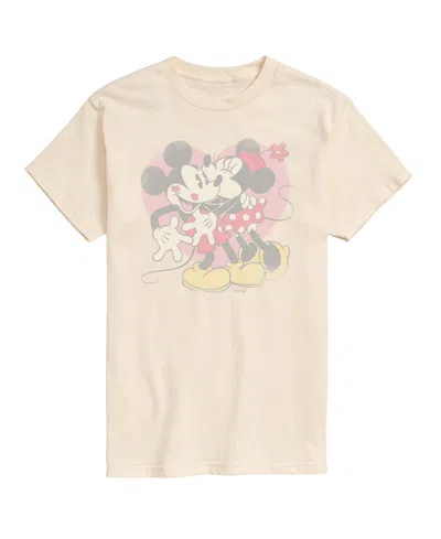 Airwaves Men's Disney Mickey & Minnie Kiss Printed Short-sleeve Graphic T-shirt In Neutral