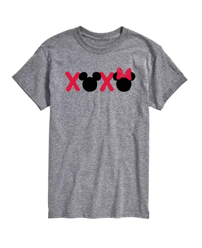 Airwaves Men's Disney Mickey Minnie Heads Xoxo Printed Short-sleeve Graphic T-shirt In Gray