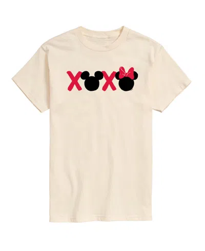 Airwaves Men's Disney Mickey Minnie Heads Xoxo Printed Short-sleeve Graphic T-shirt In Neutral