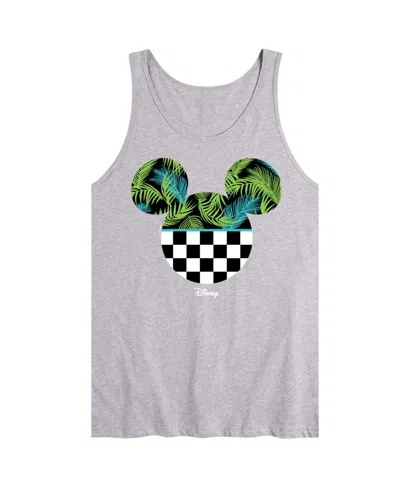 Airwaves Men's Disney Mickey Palm Checkered Head Sleeveless Tank Top In Gray