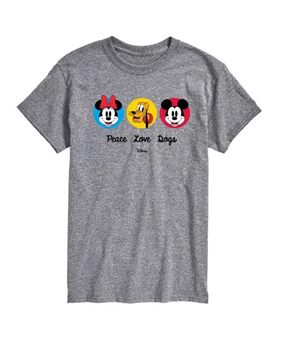 Airwaves Men's Disney Mickey Peace Love Dogs Short Sleeve Tee In Gray