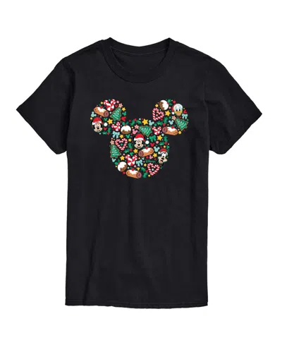 Airwaves Men's Disney Mickey Silhouette Christmas Short-sleeve Graphic T-shirt In Black