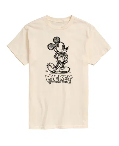 Airwaves Men's Disney Mickey Sketch Graphic Short Sleeve T-shirt In Beige,khaki