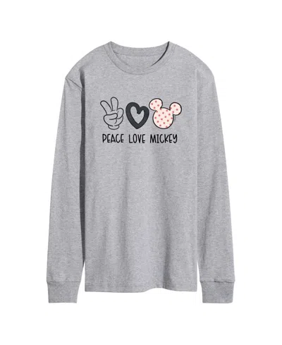 Airwaves Men's Disney Peace Love Mickey Printed Long-sleeve Graphic T-shirt In Gray