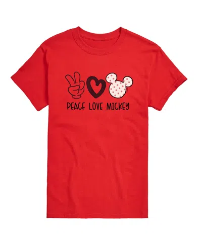 Airwaves Men's Disney Peace Love Mickey Printed Short-sleeve Graphic T-shirt In Red