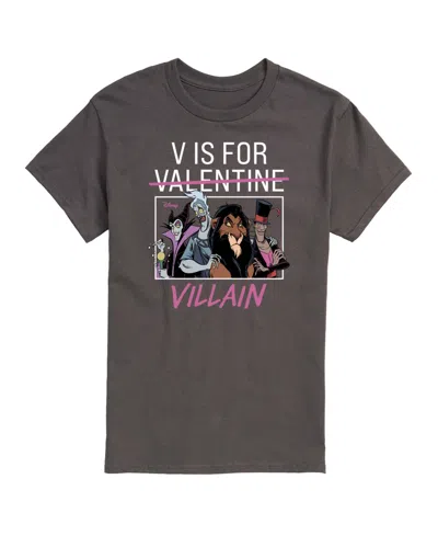 Airwaves Men's Disney Villains V Is For Villain Printed Short-sleeve Graphic T-shirt In Gray