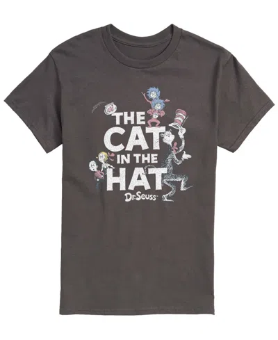Airwaves Men's Dr. Seuss Cat In Hat & Things Vintage Faded Short-sleeve Graphic T-shirt In Gray