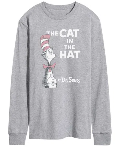 Airwaves Men's Dr. Seuss Cat In Hat Vintage Faded Long-sleeve Graphic T-shirt In Gray
