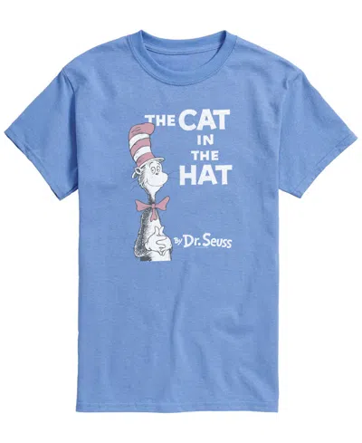 Airwaves Men's Dr. Seuss Cat In Hat Vintage Faded Short-sleeve Graphic T-shirt In Blue