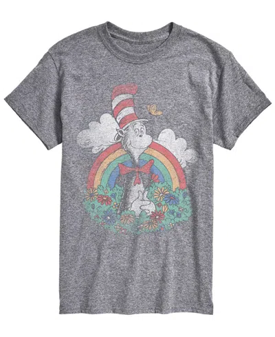 Airwaves Men's Dr. Seuss Cat In The Hat Spring Vintage Fadedâ Short-sleeve Graphic T-shirt In Gray